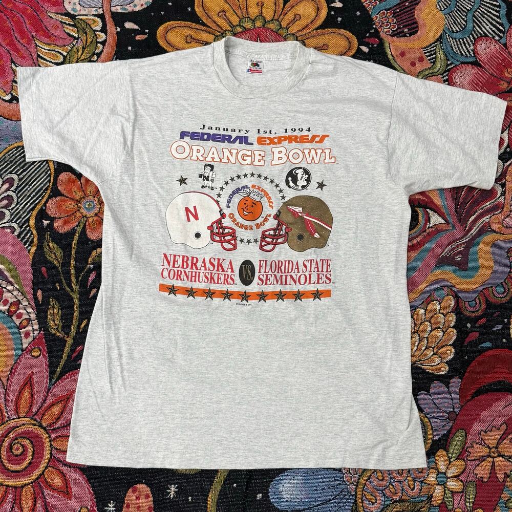 Vintage 90s 1994 Orange Bowl Nebraska Cornhuskers Huskers Graphic T-Shirt XL